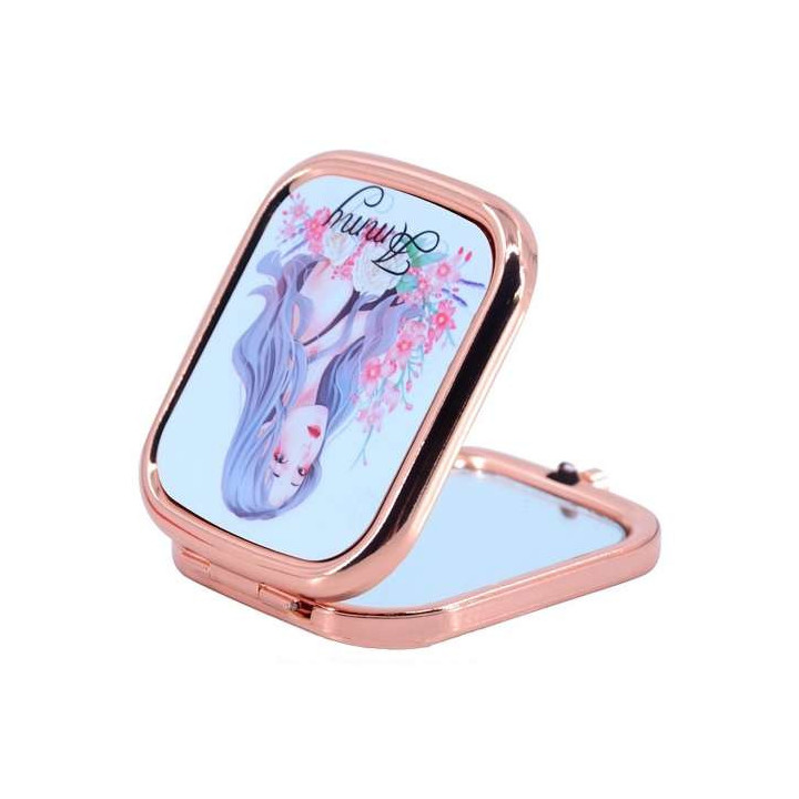 Miroir de poche carre arrondi personnalisé - Personnaliz.re