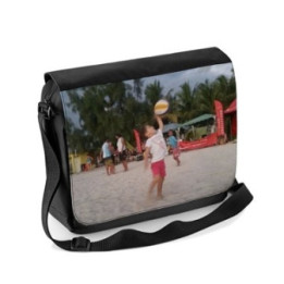 Sac bandoulière en toile noir, grand format personnalisé - Personnaliz.re