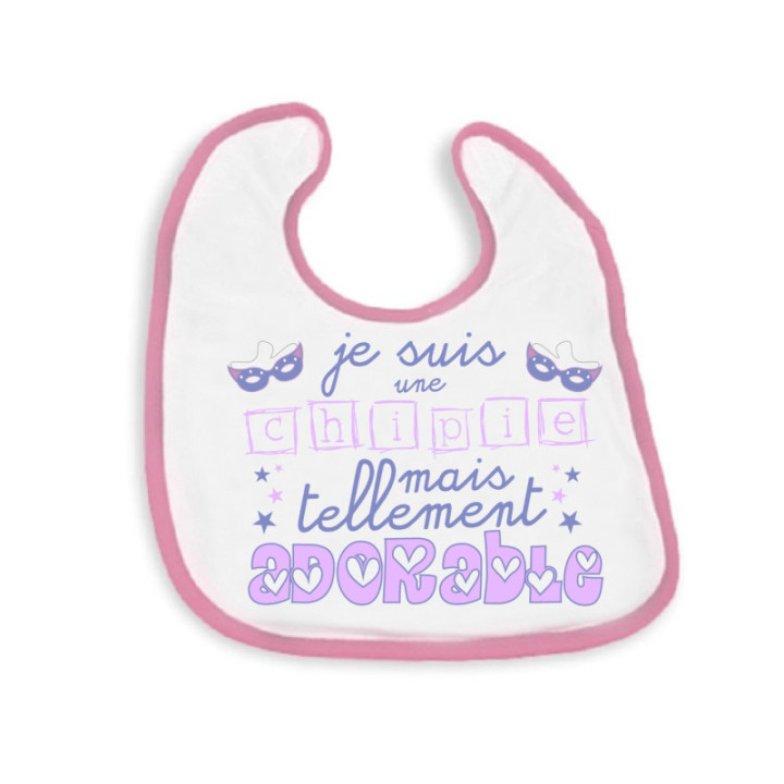 Bavoir bébé à personnalisé ( contour rose) personnalisé - Personnaliz.re