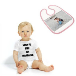 Body + bavoir ROSE à personnaliser personnalisé - Personnaliz.re