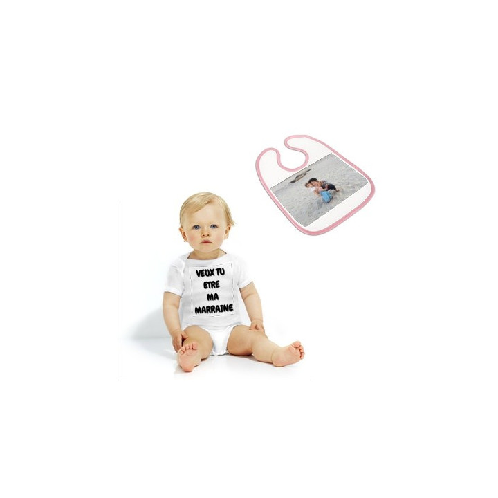 Body + bavoir ROSE à personnaliser personnalisé - Personnaliz.re