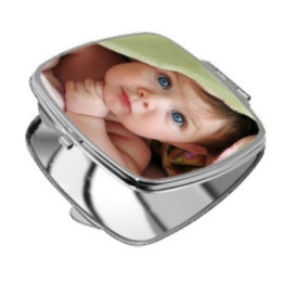 Miroir de poche carre arrondi personnalisé - Personnaliz.re