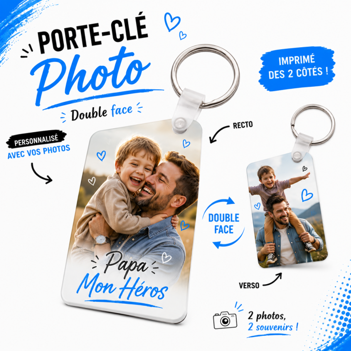 Porte cle rectangle double face